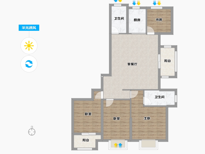 江苏省-徐州市-绿城蘭园-98.38-户型库-采光通风