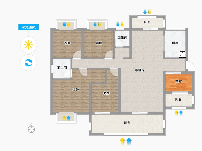 湖南省-郴州市-五岭庆园-110.40-户型库-采光通风