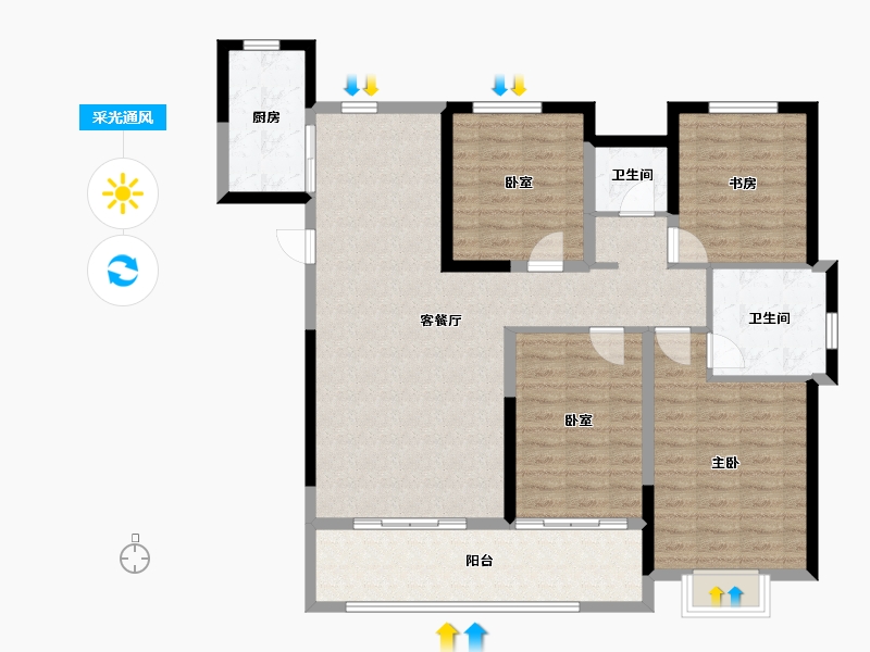 山东省-菏泽市-正东凯旋豪庭-115.20-户型库-采光通风