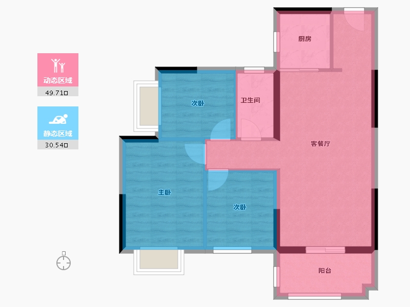 湖南省-郴州市-恒嘉月伴湾-72.03-户型库-动静分区