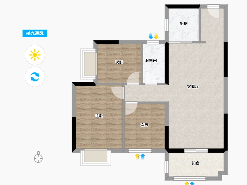 湖南省-郴州市-恒嘉月伴湾-72.03-户型库-采光通风