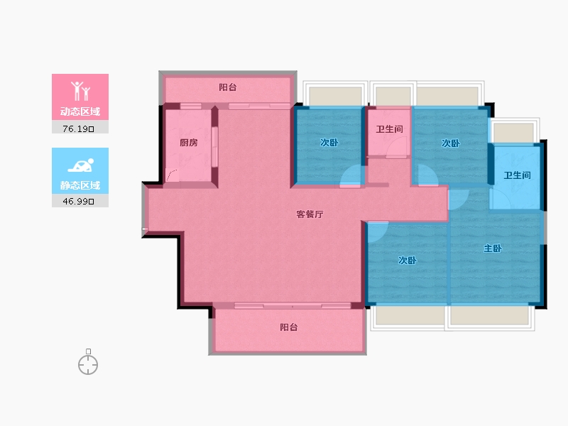 广东省-惠州市-中洲华昕府-111.31-户型库-动静分区