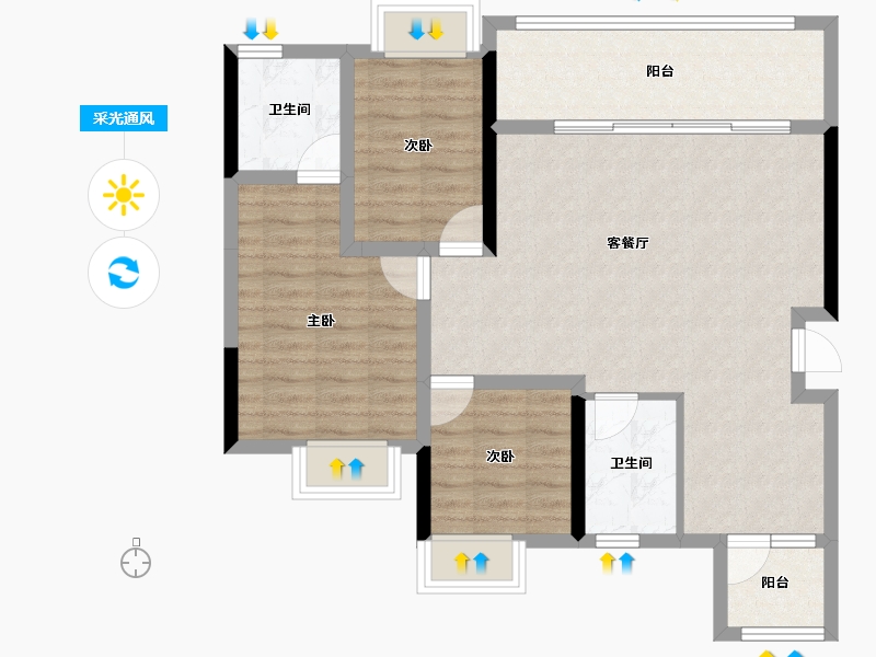 四川省-南充市-恒大华府-86.44-户型库-采光通风