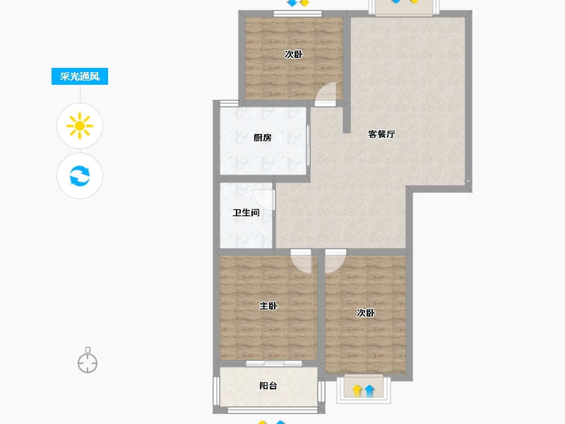 陕西省-咸阳市-嘉园华庭-99.20-户型库-采光通风