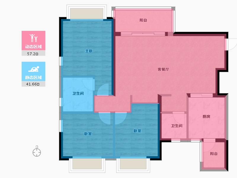 四川省-成都市-恒大御龙天峰-89.06-户型库-动静分区