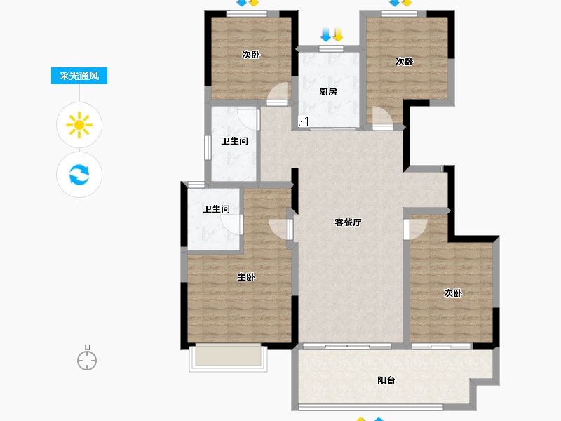 河南省-商丘市-润泓·壹号城邦-124.61-户型库-采光通风