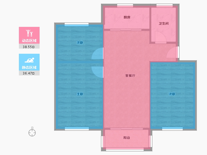 江苏省-苏州市-新浒花园三区-90.00-户型库-动静分区