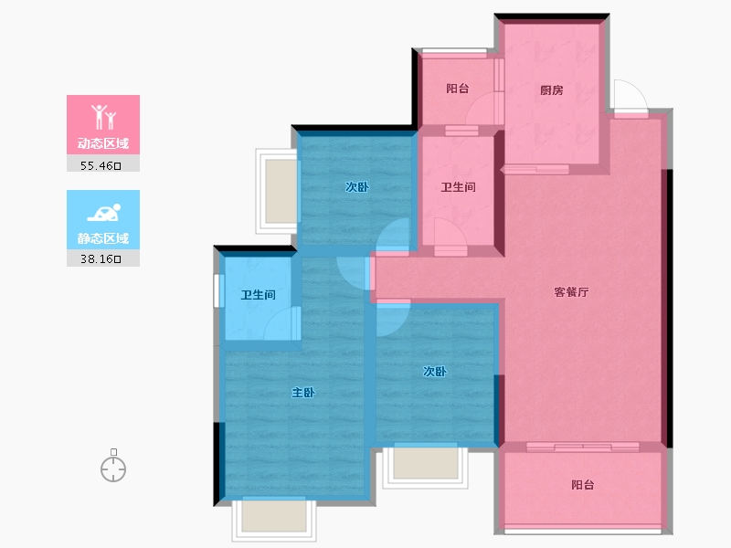 四川省-南充市-恒大华府-82.07-户型库-动静分区