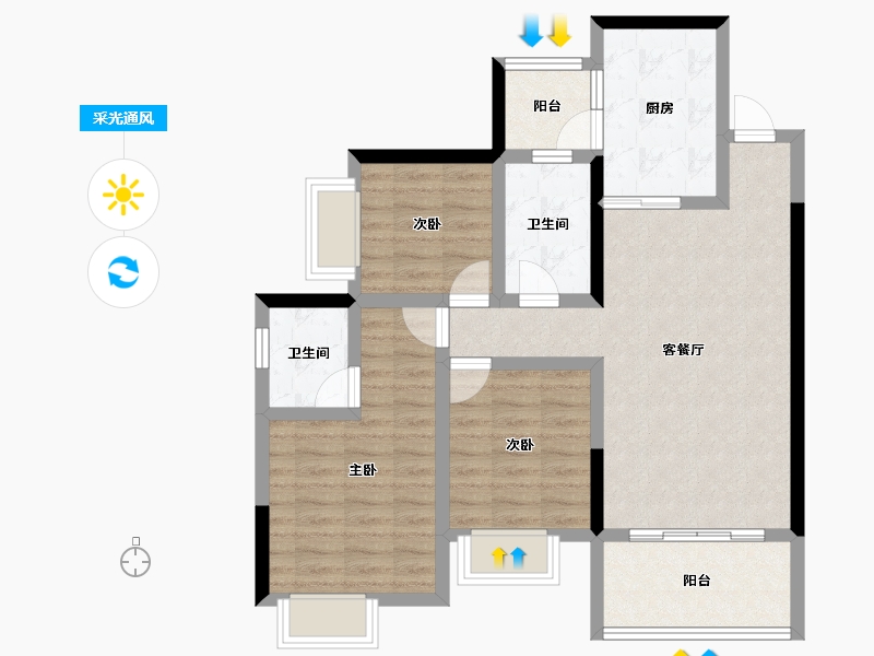 四川省-南充市-恒大华府-82.07-户型库-采光通风