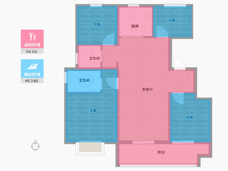 安徽省-阜阳市-华安公园1号-92.00-户型库-动静分区