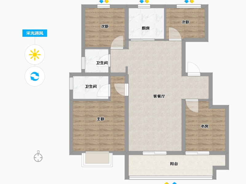 安徽省-阜阳市-华安公园1号-92.00-户型库-采光通风