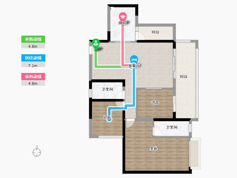 四川省-宜宾市-​华侨城三江口CBD-108.95-户型库-动静线