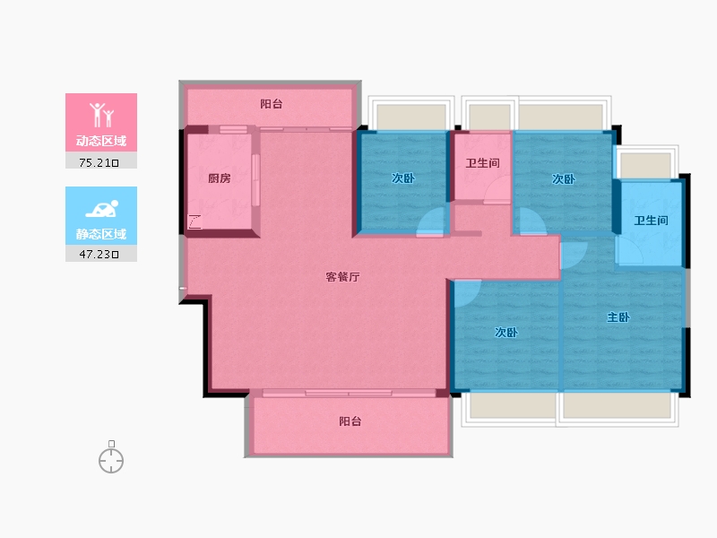 广东省-惠州市-中洲华昕府-110.94-户型库-动静分区