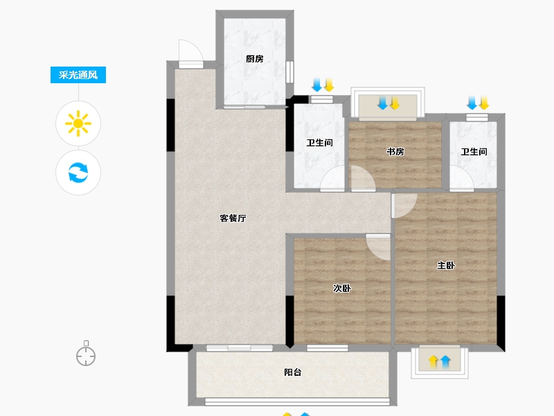 湖北省-襄阳市-国投襄阳府-88.79-户型库-采光通风