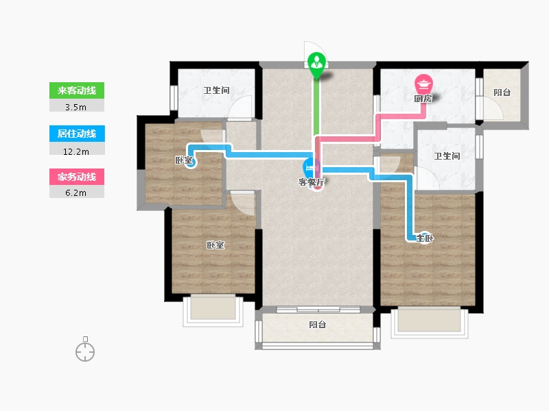 四川省-成都市-恒大御龙天峰-82.62-户型库-动静线