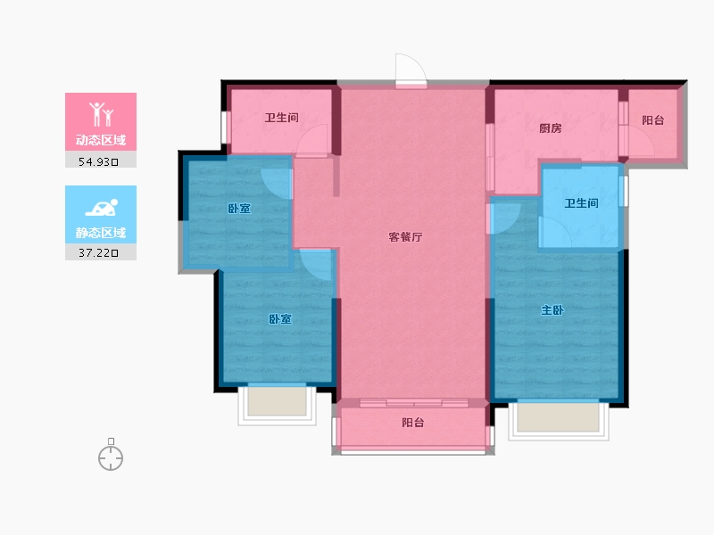 四川省-成都市-恒大御龙天峰-82.62-户型库-动静分区