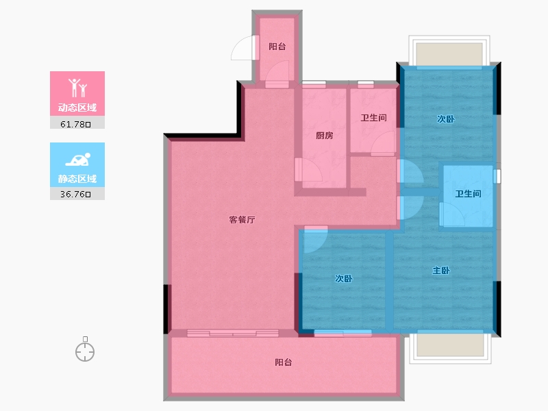 四川省-内江市-莱菲特广场三期森林里-87.15-户型库-动静分区