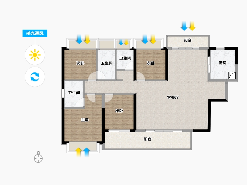 广东省-惠州市-中洲华昕府-129.62-户型库-采光通风