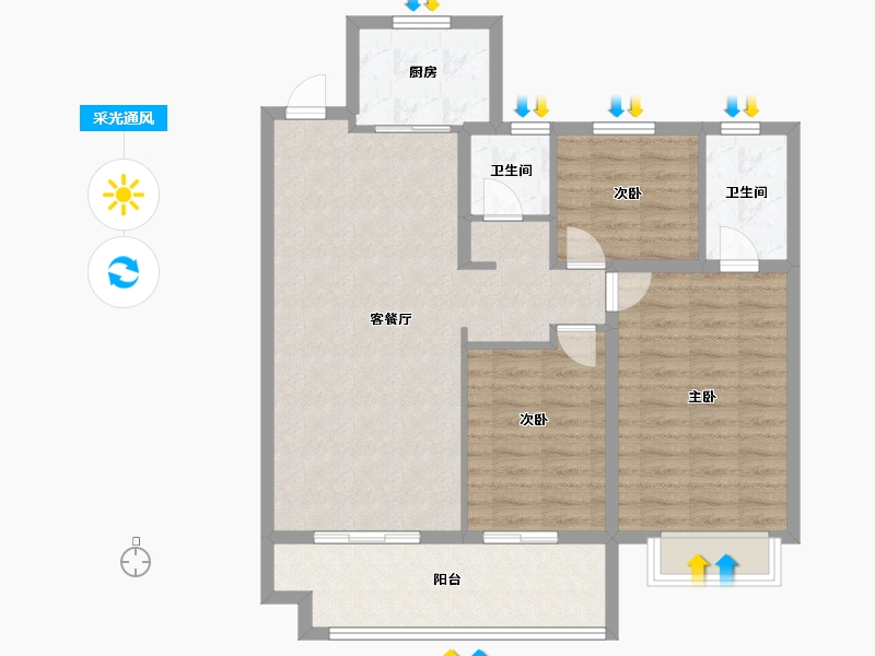 安徽省-阜阳市-华安公园1号-92.01-户型库-采光通风