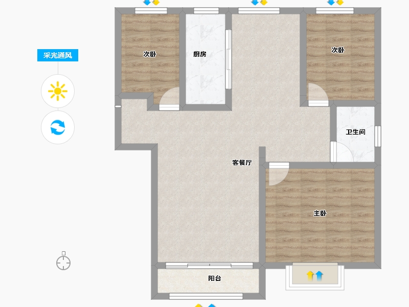 新疆维吾尔自治区-伊犁哈萨克自治州-城投上悦府-88.15-户型库-采光通风