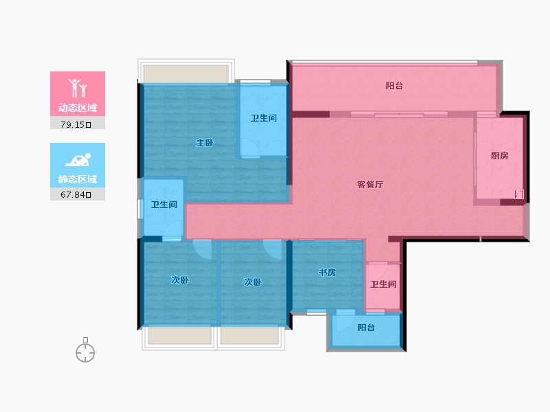 四川省-宜宾市-​华侨城三江口CBD-133.64-户型库-动静分区