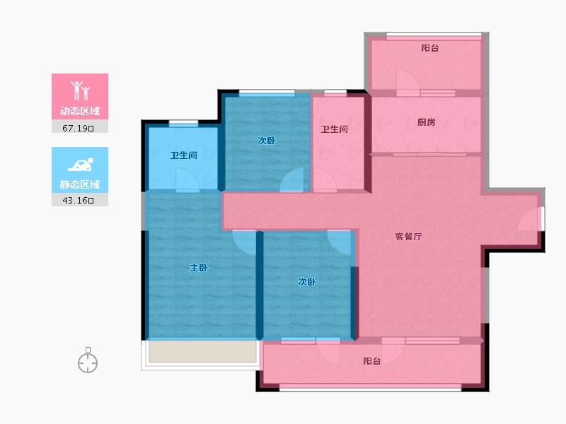 青海省-西宁市-中房·东方云舒-98.24-户型库-动静分区