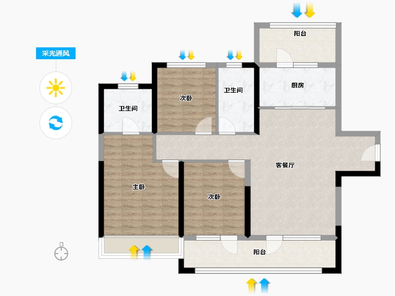 青海省-西宁市-中房·东方云舒-98.24-户型库-采光通风