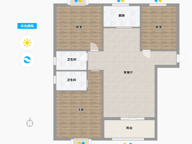 湖北省-孝感市-傲宇花园-127.00-户型库-采光通风