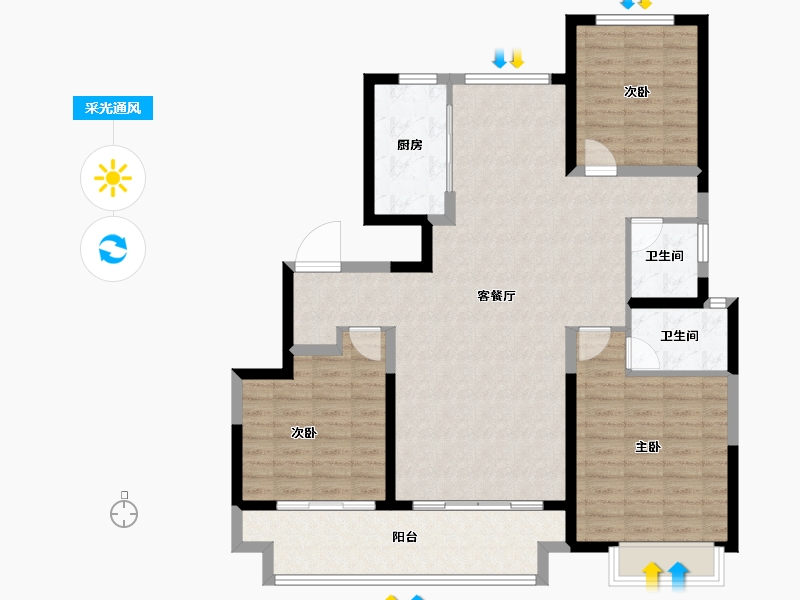 山东省-菏泽市-明丰理想城-114.98-户型库-采光通风