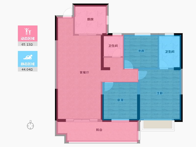 江苏省-盐城市-​碧桂园玺悦学府-98.40-户型库-动静分区