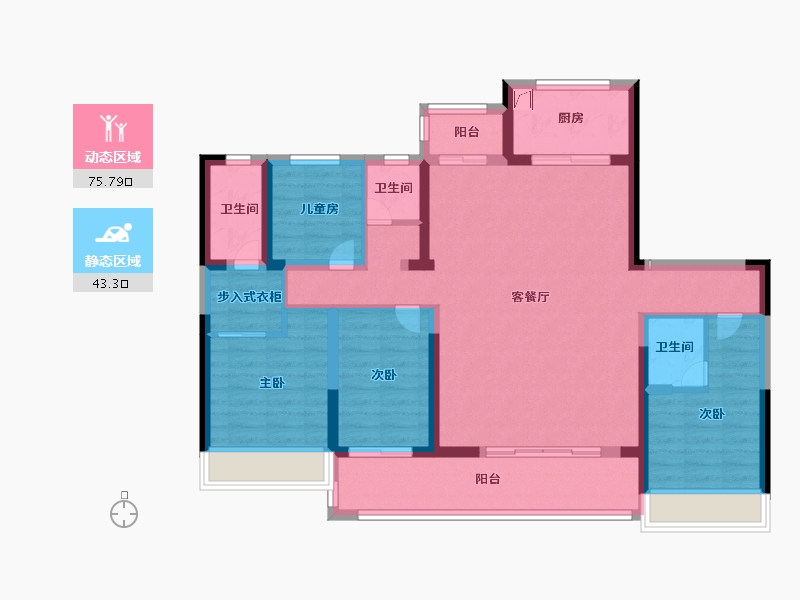 陕西省-咸阳市-日月公馆-105.39-户型库-动静分区