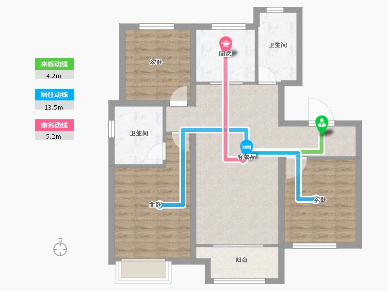 山东省-淄博市-淄博融创滨江壹号-86.40-户型库-动静线