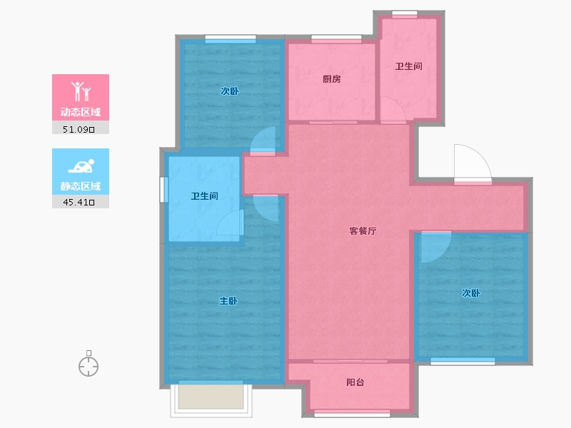 山东省-淄博市-淄博融创滨江壹号-86.40-户型库-动静分区