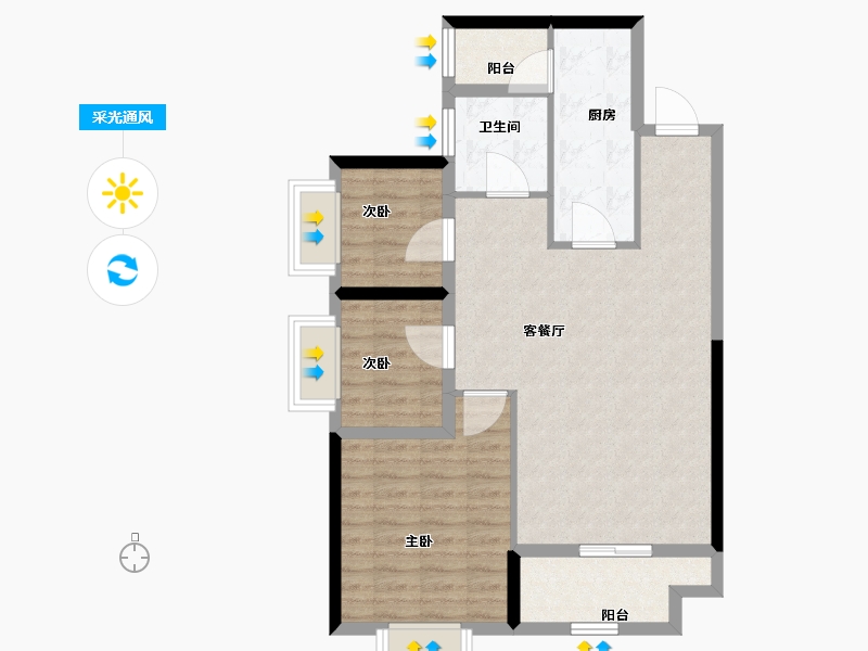 湖南省-郴州市-泊富君庭-77.82-户型库-采光通风