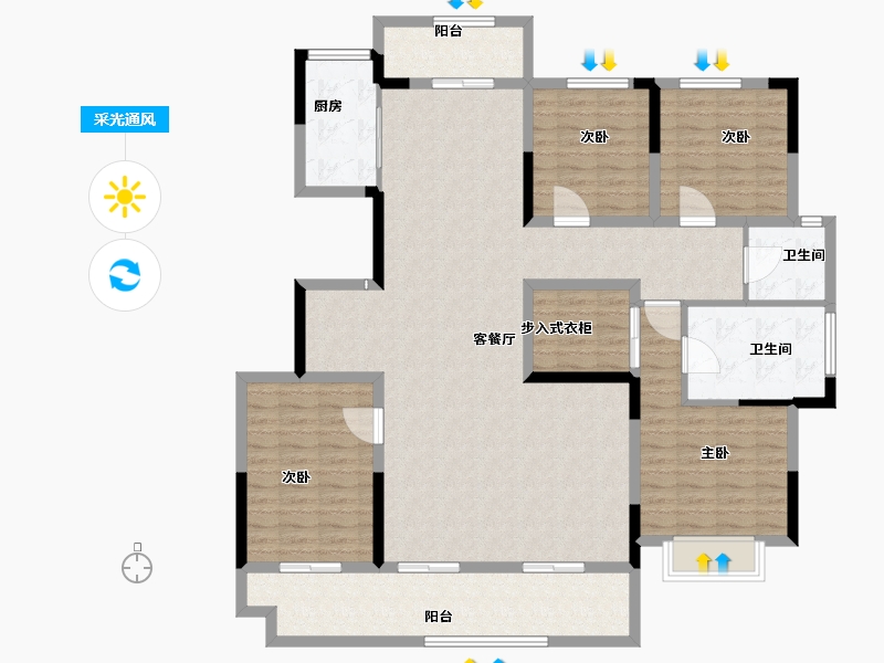 河南省-驻马店市-鹏宇迎宾府-151.20-户型库-采光通风