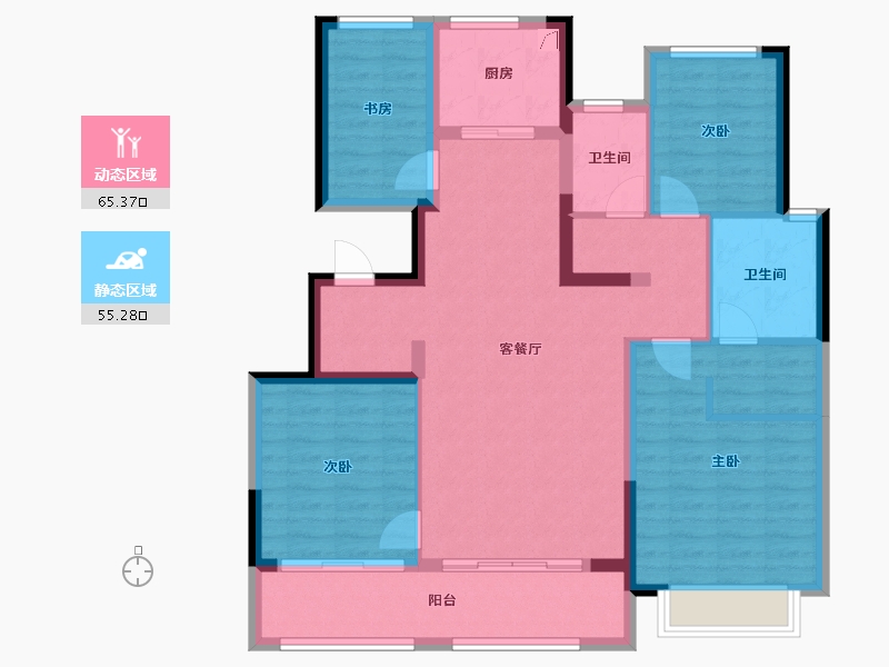 陕西省-西安市-全运村甘棠苑-108.00-户型库-动静分区