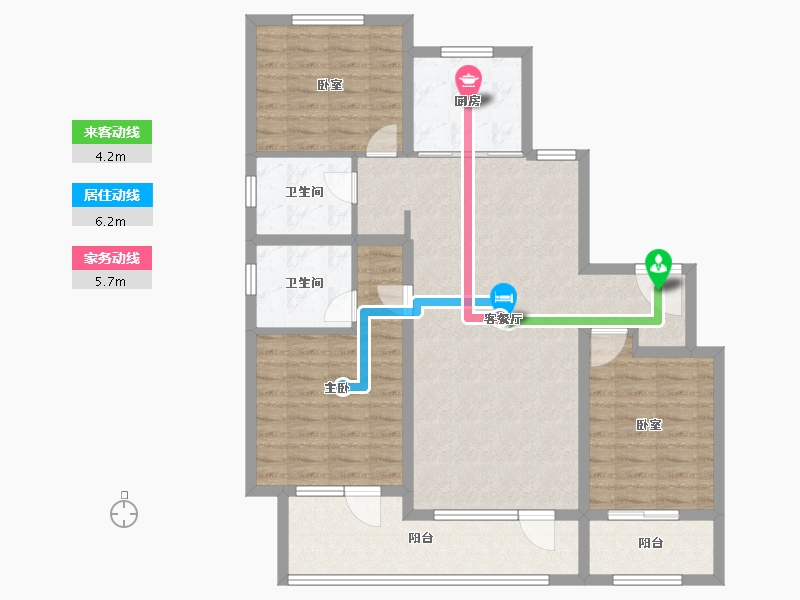 山东省-淄博市-淄博融创滨江壹号-104.00-户型库-动静线