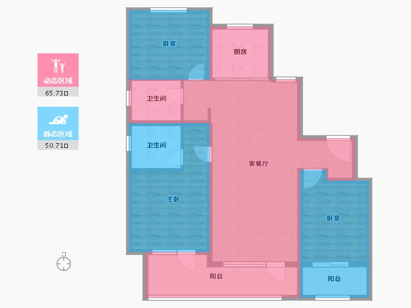 山东省-淄博市-淄博融创滨江壹号-104.00-户型库-动静分区