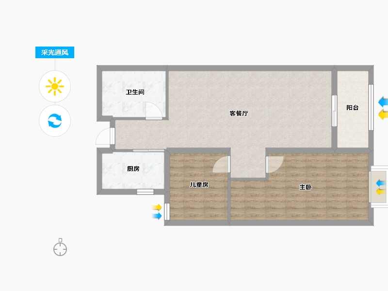 江苏省-淮安市-钱隆御景-80.00-户型库-采光通风