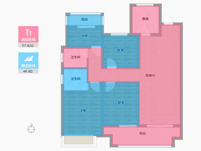 安徽省-阜阳市-锦天禧悦江山-92.80-户型库-动静分区