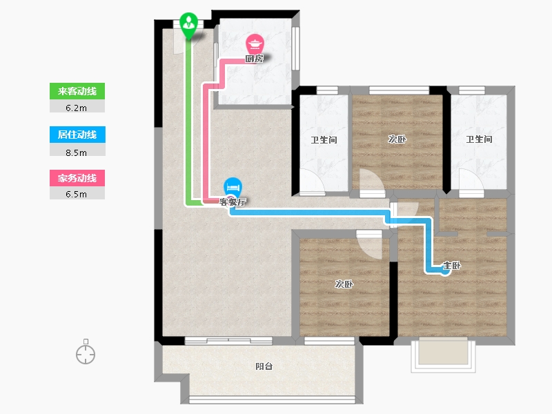 山东省-淄博市-宏程健康活力城-91.27-户型库-动静线