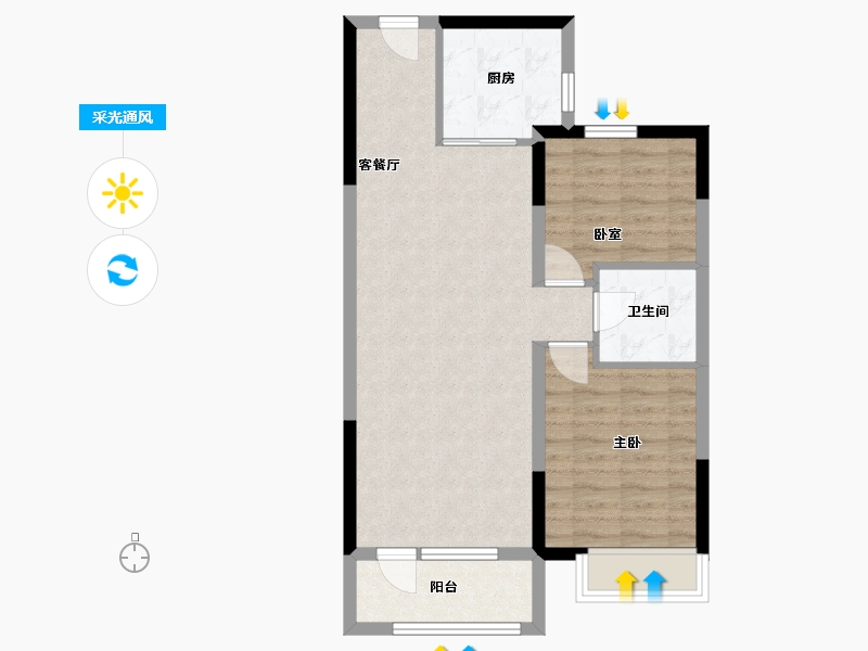 吉林省-通化市-碧桂园十里江南-70.00-户型库-采光通风