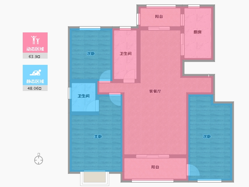 新疆维吾尔自治区-伊犁哈萨克自治州-印象江南-99.02-户型库-动静分区