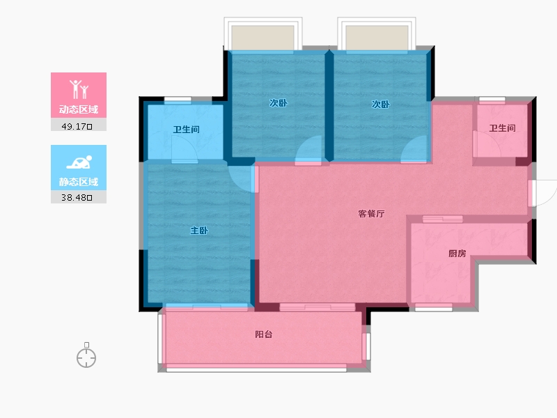 四川省-成都市-黄龙溪谷-78.20-户型库-动静分区