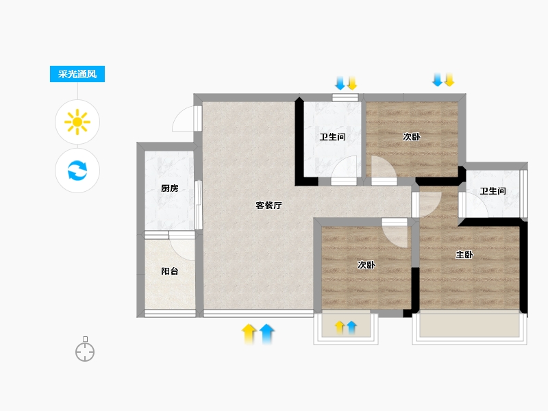 四川省-内江市-西城首座-61.42-户型库-采光通风