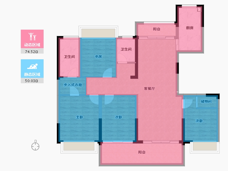 安徽省-铜陵市-金大地珑璋台-111.58-户型库-动静分区