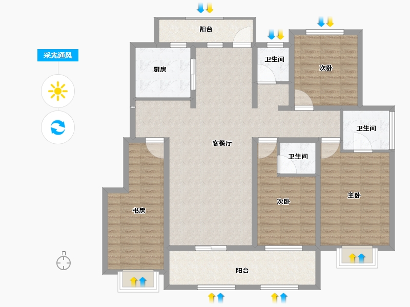 河南省-驻马店市-蔡都府-128.94-户型库-采光通风