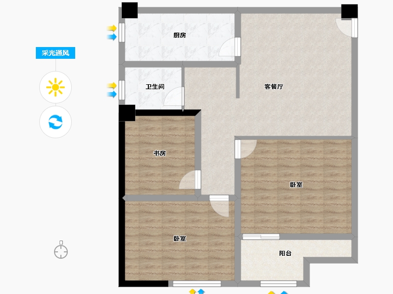 安徽省-淮北市-淮北建投绿金公馆-97.20-户型库-采光通风