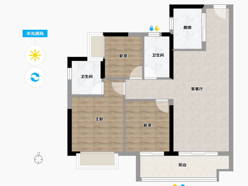 广东省-肇庆市-融创鼎湖府-77.67-户型库-采光通风