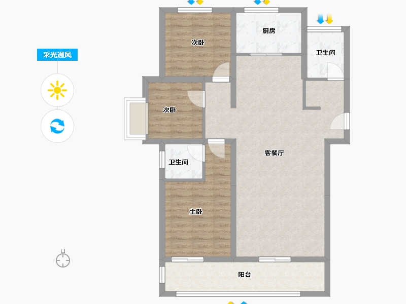 山东省-菏泽市-金府大院-92.80-户型库-采光通风